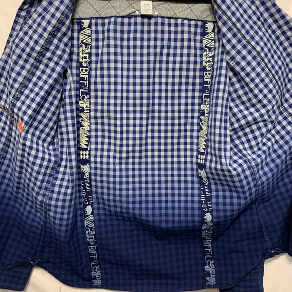 Buffalo David Bitton Premium Shirts Check Ombre Button Front Top Mens Sz XL Blue - Picture 5 of 9